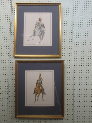 12 various framed coloured prints "Napoleonic Cavalry" 10" x 8"