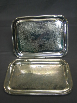 4 rectangular silver plated trays 12"