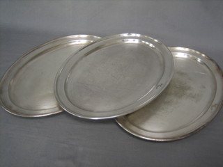 3 oval silver plated meat platters 18"