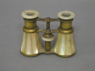 A pair of mother of pearl and gilt metal opera glasses