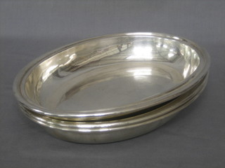 3 oval silver plated dishes 12"