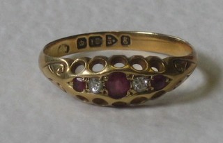 An 18ct gold ring set sapphires and diamonds