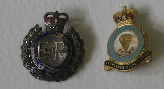 A silver and enamel Royal Engineers Sweetheart's brooch and a gilt metal and enamel Parachute No.1 Training School Sweetheart's brooch
