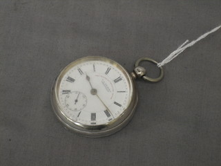 An open faced pocket watch - The Express English Lever by J G Graves of Sheffield contained in a silver case
