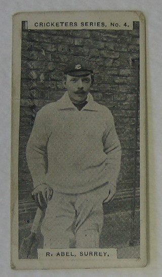W & F Faulkner Limited Cigarette cards 3 out of a set of ?? - Cricketers Series - No 4 R.Abel, Surrey, No. 19 Mr L.C.H. Palairet, Somerset and No ? Brockwell, Surrey