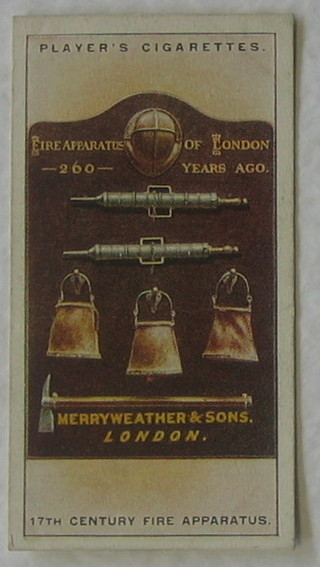 Player's Cigarette cards set 1-50 - Fire-Fighting Appliances, Benson & Hedges (Canada) Limited set 1-48 - Ancient & Modern Fire Fighting Appliances