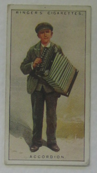 Edwards, Ringer & Biggs Cigarette cards 19 out of a set of 25 - Musical Instruments, 2 Lambert & Butler - Interesting Musical Instruments, 2 Churchman's - Musical Instruments and Ringer's set 1-25 - Past & Present