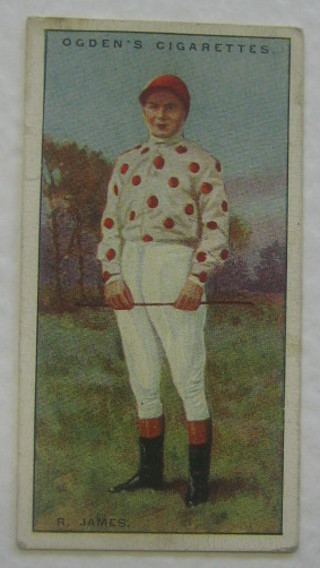 2 Ogden's Cigarette cards - Jockeys and 2 other Jockey cigarette cards together with a Kinnear Ltd card - Gentleman in Kharki