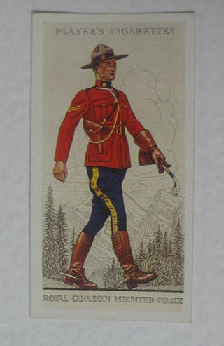 Player's Cigarette cards a part set of Military Uniforms Of The British Empire Overseas, do. R.A.F. Badges, do. Uniforms Of The Territorial Army, do. R.A.F Badges and do. National Flags and Arms