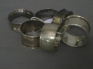 6 various silver napkin rings 3 ozs