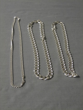 3 various silver chains