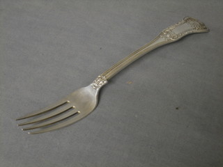 A George III Scots silver Queens pattern table fork, marked WM & AM, Edinburgh 1789 2 ozs