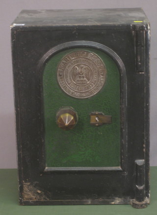 A J Cartwright & Sons iron safe complete with key 16" x 15" x 22"