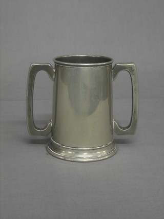 A Victorian 2 handled pewter loving cup marked Bury St Edmonds School 1892