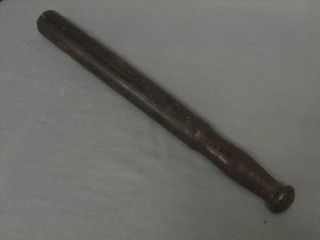 A turned wood Police truncheon marked MP