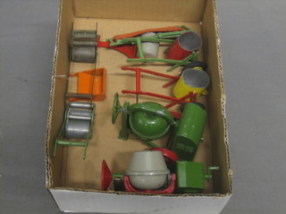 2 model cement mixers, 2 model water carriers, 2 lawn mowers, a garden roller and a deck chair