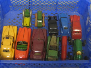 10 various Minic model cars and a small pressed metal model of a van