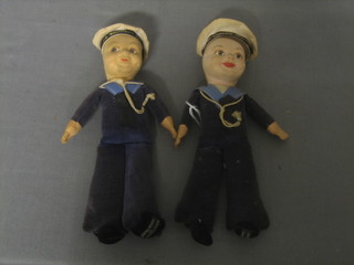 2 Nora Welling felt type figures of sailors caps entitled SS Captain Hobbson and SS Southern Cross