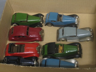 8 various Minic clockwork model cars