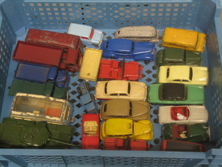 A Dinky model MG Midget no. 108, do. Spitfire motorcar, do. Humber Hawk no. 165, do. Ford Zeffer no. 162 and 19 other various toy cars