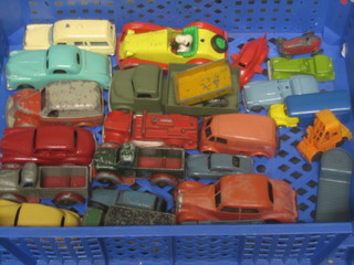 2 plastic toy cars and a collection of other toy cars etc