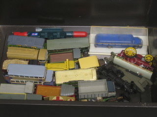 A collection of balsa wood model cars etc