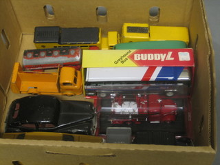 A Mettoy clockwork model car, a Budgie model Comber, a Crescent toy Scammel tanker and a Budgie Toy model Jumbo AA mobile traffic control unit etc