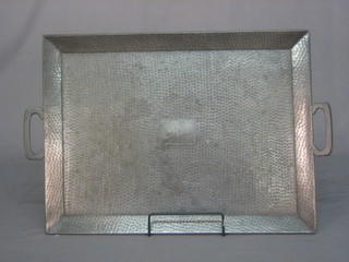A planished pewter twin handled tea tray 20"