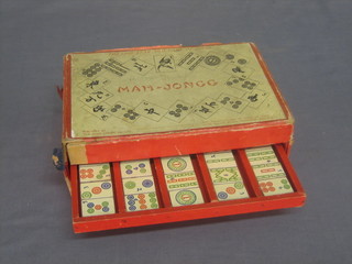 A wooden Mahjong set, boxed