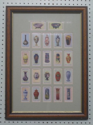44 framed Ogden cigarette cards - Vases, contained in 2 frames
