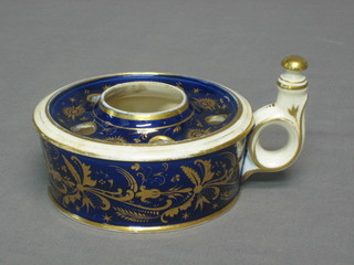 A 19th Century circular Derby style inkwell (f and r) 5"