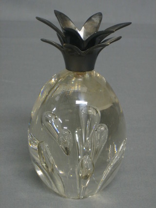 A glass paperweight in the form of a pineapple 6"