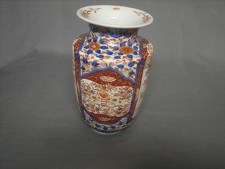 A Japanese Imari porcelain vase with panelled decoration (slight slant) 12"