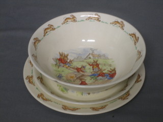 A Royal Doulton Bunnykins bowl 6" and do. plate and saucer