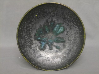A grey glazed Art Pottery bowl 10"
