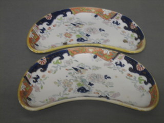 A pair of Ironstone china crescent shaped salad dishes 9"