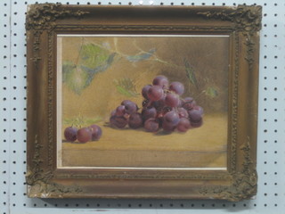 F T Baines, watercolour drawing still life study "Grapes" 9" x 12"