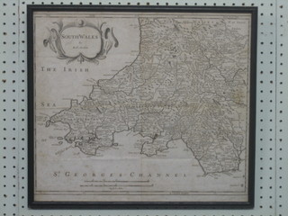 Robert Morden, a monochrome map of South Wales 15" x 17" (some foxing)