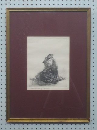Monochrome print marked "Seated Rembrandt" 8" x 7"