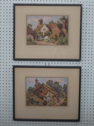 After Herbert George, a pair of coloured prints "Shamley Green Post Office" and "Country Cottage, Farncombe" 7" x 10"
