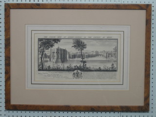 18th/19th Century monochrome print "North View of Leeds Castle Kent" 7" x 15"