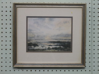 Bernard Whitford, impressionist watercolour drawing "Chichester Harbour?" 6" x 8"