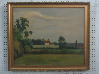 A 19th/20th Century oil on canvas "Study of a Country House in Park Land" 17" x 21"