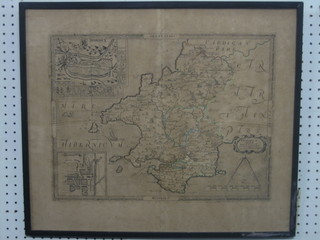 S Saxton, a monochrome map of Wales 14" x 18"