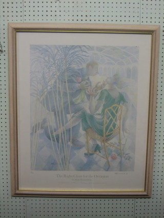 After Betty Swanwick, limited edition coloured print "The Right Chair for The Occasion" 12/100 22" x 18"