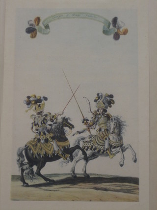 3 19th/20th Century Continental prints of Jousting Knights 13" x 9"