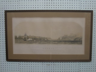 T Picken, lith, "Odessa, Bombardment of The 22nd April 1854" 11" x 22"