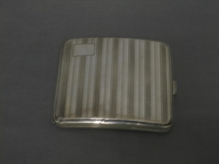 A silver cigarette case with engine turned decoration Birmingham 1928 3 ozs