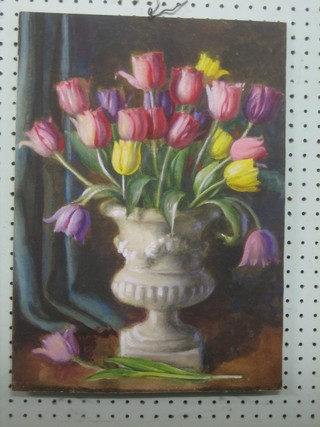 A W Pearce, watercolour "Vase of Tulips" 19" x 14"