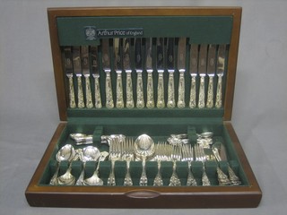 A canteen of Arthur Price Queens pattern flatware contained in a mahogany canteen box